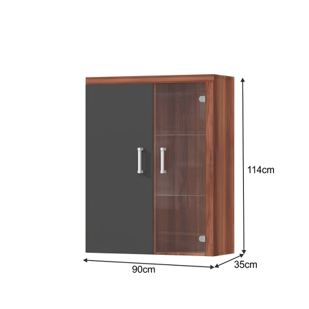 Vitrină suspendabilă CHERIS 4, prun/grafit gri [2]