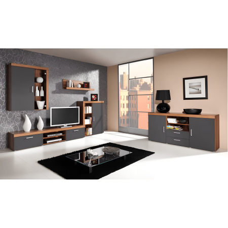 Vitrină suspendabilă CHERIS 4, prun/grafit gri [1]