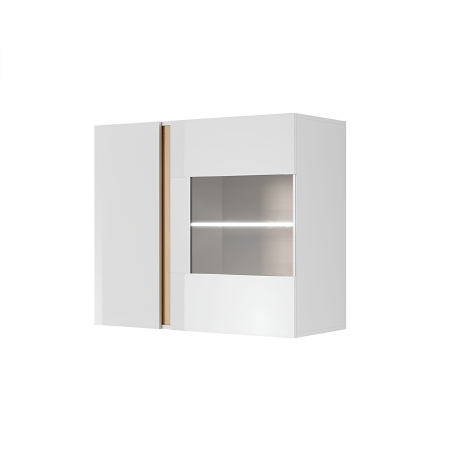 Bucatarie - Vitrină suspendată 96, alb/stejar grandson/alb lucios, CITY