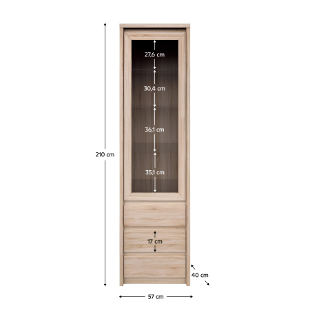 Vitrină TYP 4, PAL melaminat, stejar sonoma, NORTY [2]