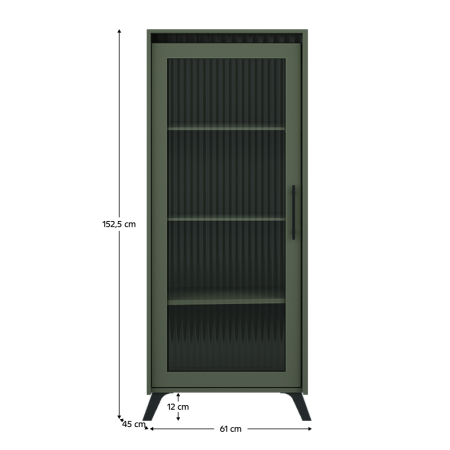 Vitrină, verde smoke/negru, LONGY REG1W [1]