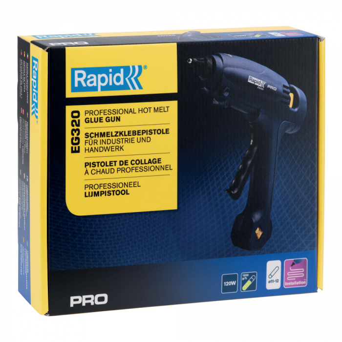 Rapid 5000326, Pistol profesional GlueGun PRO EG320, albastru, max 120W, debit 1000g/h, 195°C, functional cu batoane de 12 mm [7]