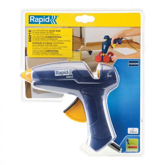 Rapid 5000442, Pistol GlueGun EG212, albastru, max 200W, debit 250g/h, 190°C, functional cu batoane de 12 mm [4]
