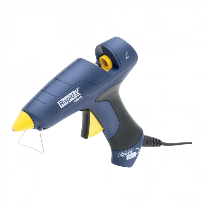 Rapid 5001445, Pistol de lipit GlueGun Rapid CG270, albastru, max 250W, debit 350g/h, 200°C, include 10 batoane si geanta, functional cu batoane de 12mm [6]
