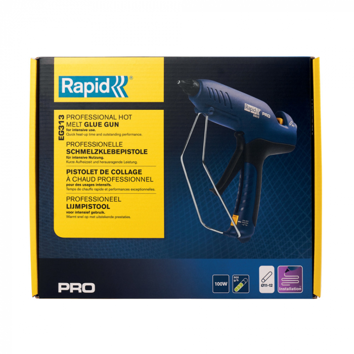 Rapid 5001490, Pistol profesional GlueGun PRO EG313, albastru, max 100W, debit 900g/h, 195°C, functional cu batoane de 12 mm [16]