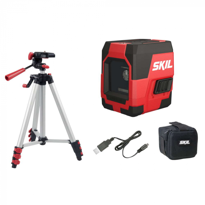 SKIL 1911 DA Nivela laser cu linie în cruce, lumina verde (520 nm), accu Li-Ion, ± 0,5 mm/m, raza actiune 20m, include trepied [2]