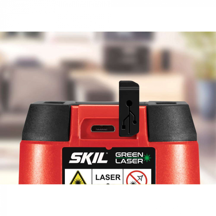 SKIL 1911 DA Nivela laser cu linie în cruce, lumina verde (520 nm), accu Li-Ion, ± 0,5 mm/m, raza actiune 20m, include trepied [8]