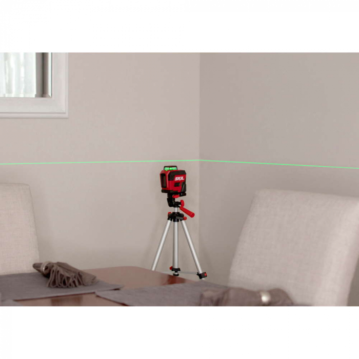 SKIL 1961 DA Nivela laser cu linie în cruce 360°, lumina verde (520 nm), accu Li-Ion, ± 0,5 mm/m, raza actiune 30m, trepied [3]