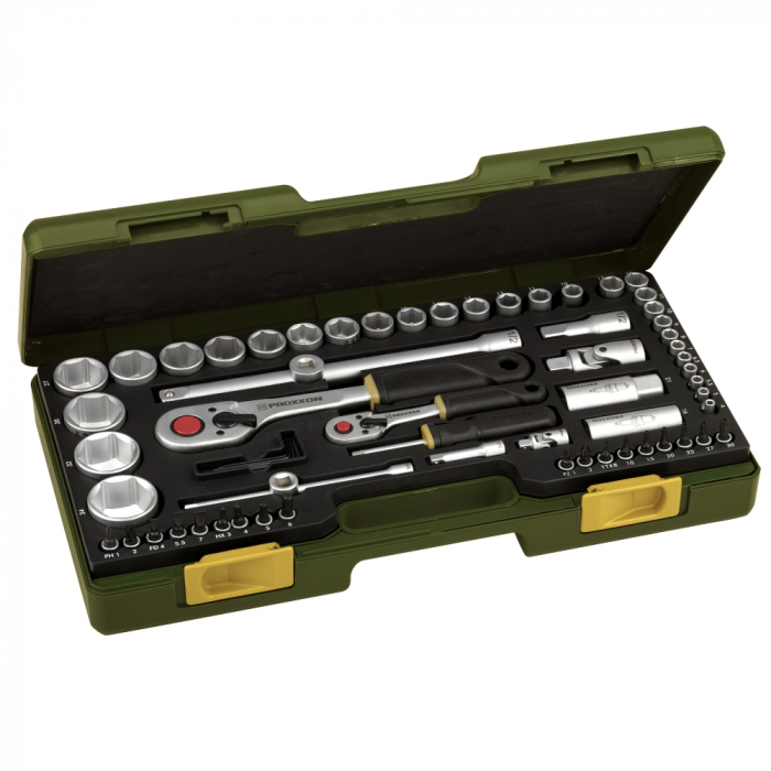 Trusa completa cu chei tubulare, Proxxon 23286, 1/4" si 1/2", 65 piese [3]