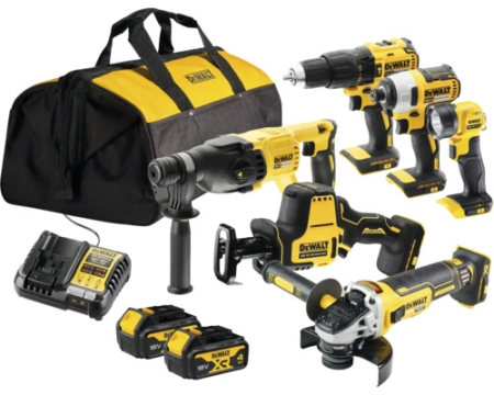 Masini de gaurit si insurubat - Set unelte pe acumulator DeWalt DCK607M2-QW 18V, incl. 2x4Ah acumulatori, 10 piese