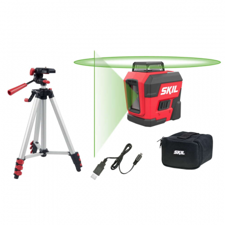 Unelte pentru masurat - SKIL 1961 DA Nivela laser cu linie în cruce 360°, lumina verde (520 nm), accu Li-Ion, ± 0,5 mm/m, raza actiune 30m, trepied