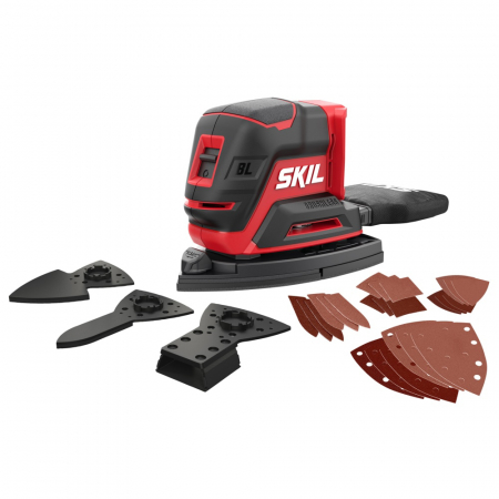 Masini de slefuit si rindeluit - SKIL 3720 CD Slefuitor cu acumulator compact Brushless, turatie 10.500 /min, cu 24 de foi de slefuire+accesorii speciale de slefuire, doar corpul