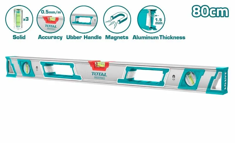 Nivele - TOTAL - Nivela magnetica cu bula - 80cm (INDUSTRIAL)
