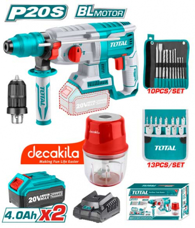 Oferte - TOTAL - Set rotopercutor 20V cu accesorii + cadou