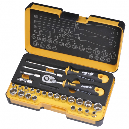 Chei si truse chei - Trusa chei tubulare si accesorii Felo R-GO, 1/4", 27 piese