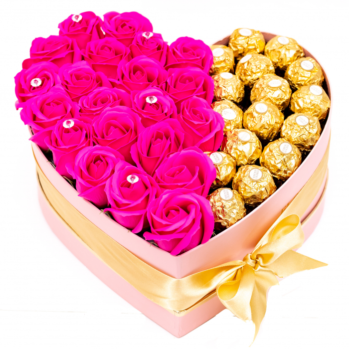 Aranjament Floral Pink Ferrero Rocher Love, 26cm [1]