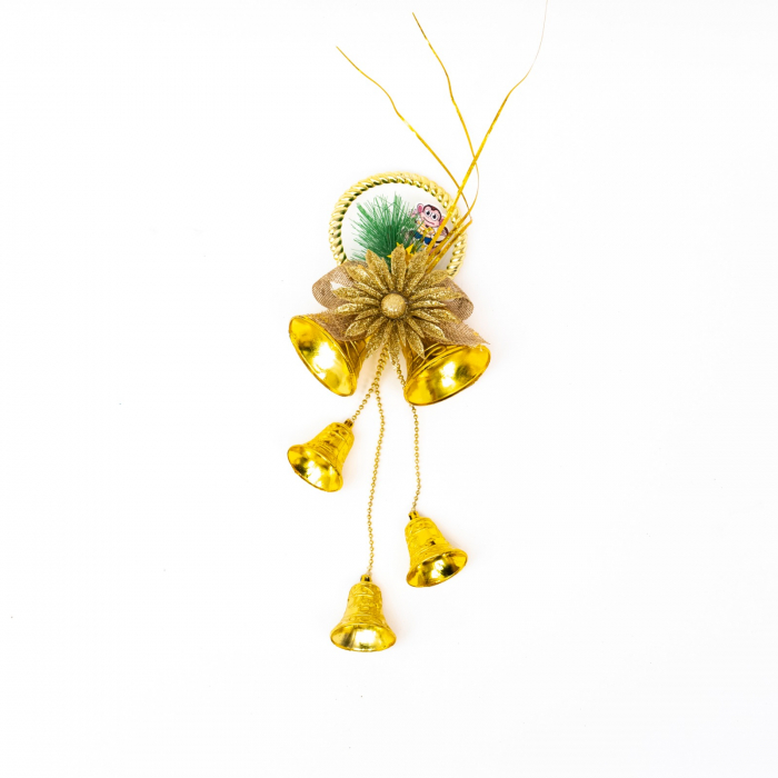 Ornament de Agatat pentru Craciun, pentru Camera Copilului - Clopotei Aurii si Maimutica, 32 cm [2]