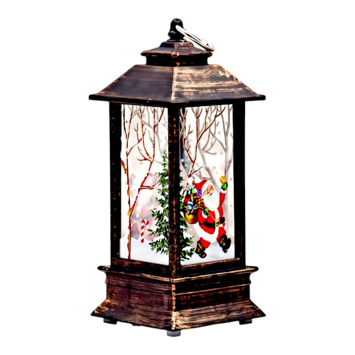 Ornament de Craciun, Felinar cu LED, model pictat, 12 cm [1]