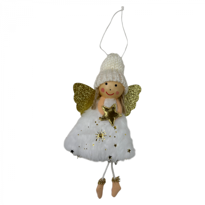 Ornament pentru brad, Ingeras Alb cu steluta, 17cm [2]