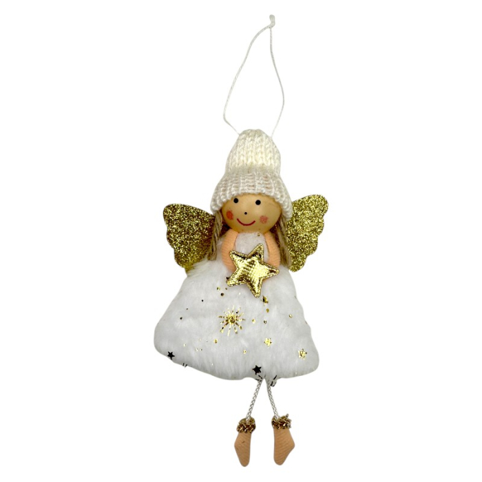 Ornament pentru brad, Ingeras Alb cu steluta, 17cm [1]