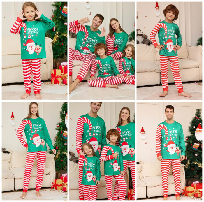 SET 4 Pijamale de Craciun, Family, Verde cu Rosu si Alb, cu Motive de Sarbatoare [8]