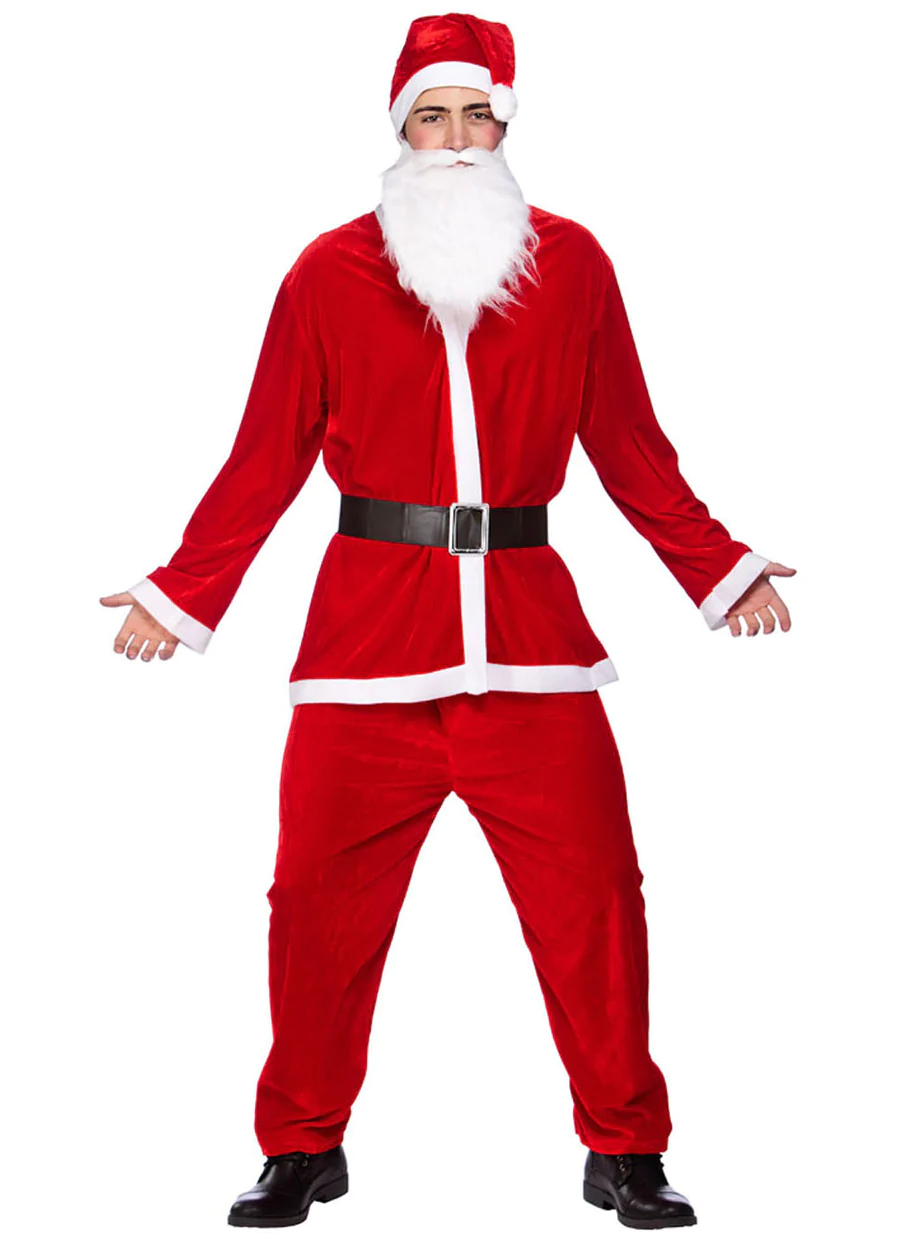 Costum de Mos Craciun, din catifea, pentru adulti, set 5 piese [1]