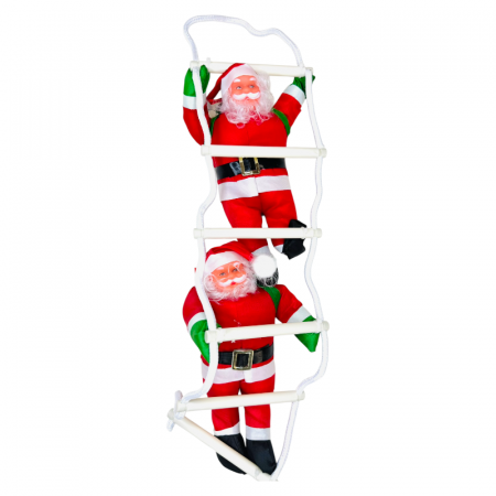DECORATIUNI DE CRACIUN - Doi Mos Craciun pe scara, Decoratiune de Craciun, 45cm