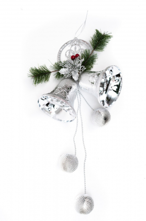 Ornament de Agatat pentru Craciun - Clopotei Argintii, 65 cm [1]