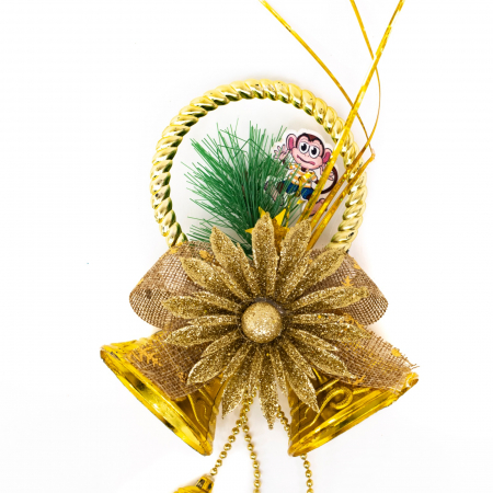 Ornament de Agatat pentru Craciun, pentru Camera Copilului - Clopotei Aurii si Maimutica, 32 cm [0]