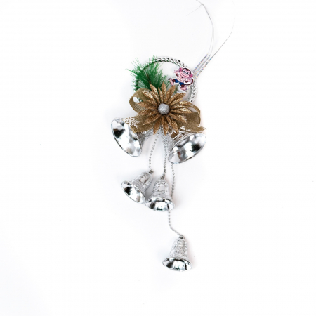 Ornament de Agatat pentru Craciun, pentru Camera Copilului - Clopotei Argintii si Maimutica, 32 cm [1]
