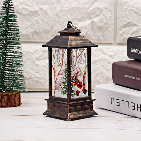 Ornament de Craciun, Felinar cu LED, model pictat, 12 cm [1]