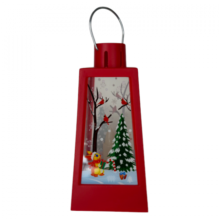 Ornament muzical de Craciun, Felinar cu LED, 12 x 6 cm, pictat manual, rosu [1]