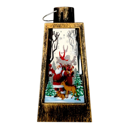 Ornament muzical de Craciun, Felinar cu LED, 12 x 6 cm, pictat manual, bronz [1]