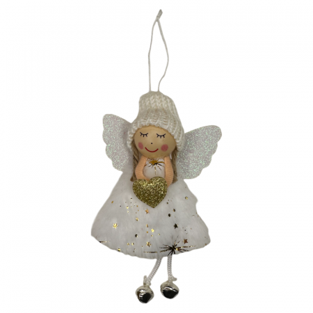 Ornament pentru brad, Ingeras Alb cu inimioara, 17cm [1]