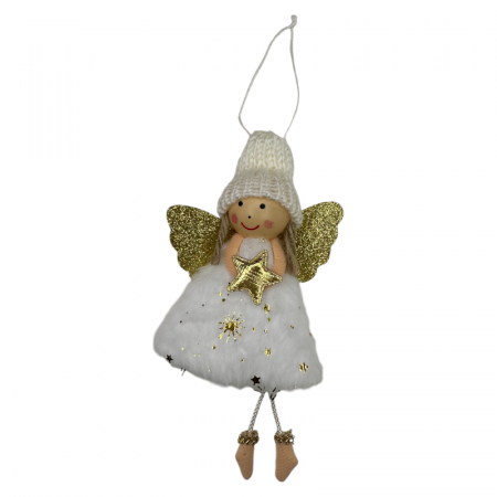 Ornament pentru brad, Ingeras Alb cu steluta, 17cm [2]