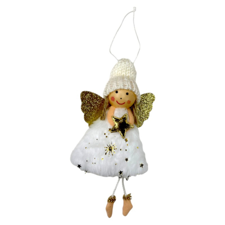 Ornament pentru brad, Ingeras Alb cu steluta, 17cm [1]