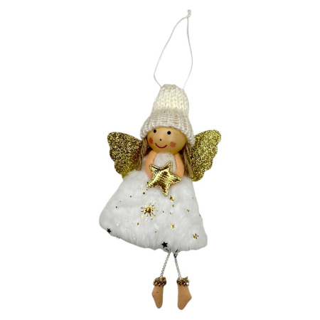 Ornament pentru brad, Ingeras Alb cu steluta, 17cm [2]