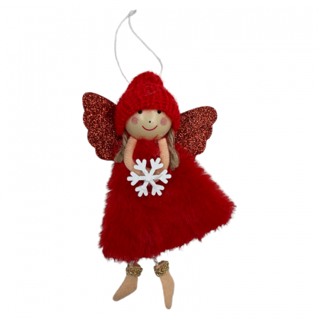 DECORATIUNI DE CRACIUN - Ornament pentru brad, Ingeras Rosu, 17cm