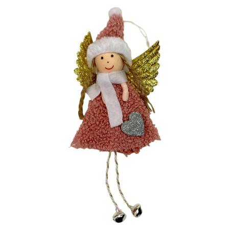 DECORATIUNI DE CRACIUN - Ornament pentru brad, Ingeras Roz, 17cm