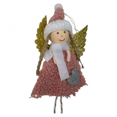 DECORATIUNI DE CRACIUN - Ornament pentru brad, Ingeras Roz, 17cm