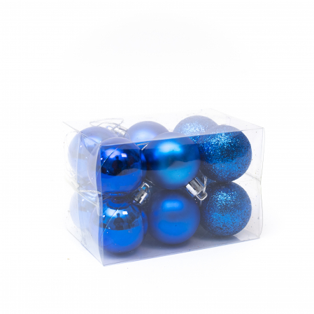 DECORATIUNI DE CRACIUN - Set 12 Globuri Albastre, 4cm
