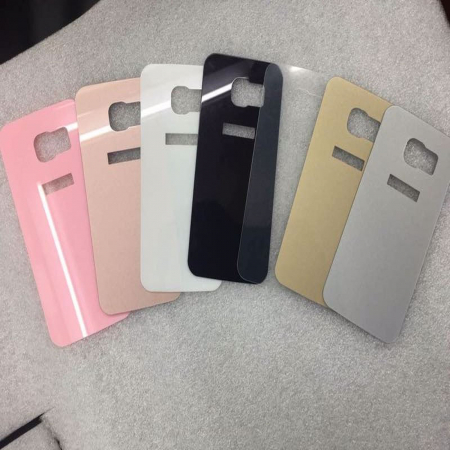 Folie scticla - Folie de spate Samsung S6 edge silicon gri ,auriu, alb , roz