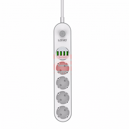 Prelungitor USB - Prelungitor LDNIO cu 4 prize 220V si 4 mufe USB maxim 3.4A