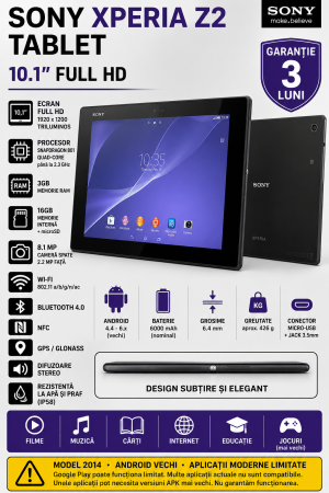 Tableta Vodafone - Tabletă Sony Xperia Z2 Tablet 10.1" 16GB Wi-Fi 3GB RAM – Folosită – Garanție