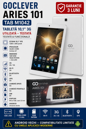 Tablete - Tabletă GoClever Aries 101 TAB M1042 10.1" 3G – Utilizată – Garanție 3 Luni