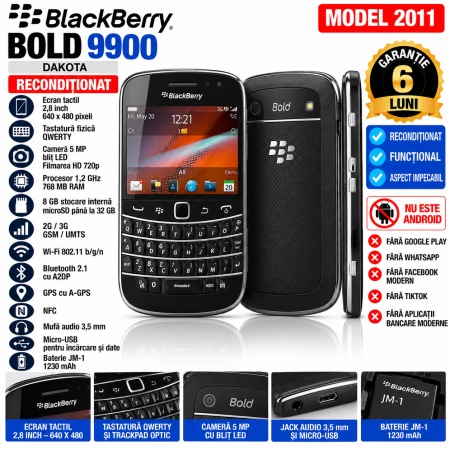 Telefoane Blackberry - Telefon Blackberry 9900 Bold reconditionat