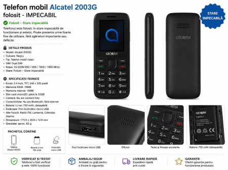Telefoane Alcatel - Telefon Mobil Alcatel 2003G folosit impecabil