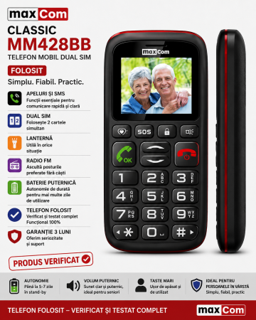 Telefoane Maxcom - Telefon mobil Dual SIM MaxCom Classic MM428BB (Folosit)