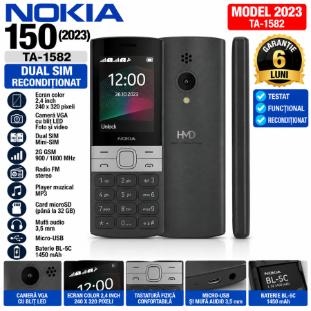 Telefoane mobile - Telefon mobil Nokia 150 2023 TA-1582 dual sim reconditionat