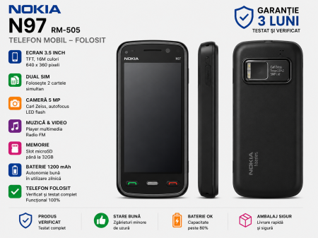 Telefoane Nokia - Telefon Mobil Nokia N97 RM-505 folosit